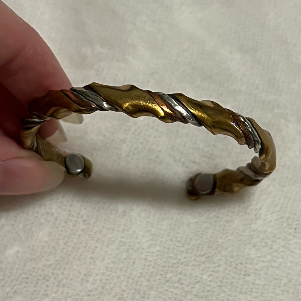 Vintage Signed SERGIO LUB Cuff Bracelet Copper, Brass & Silver Tones USA Made
